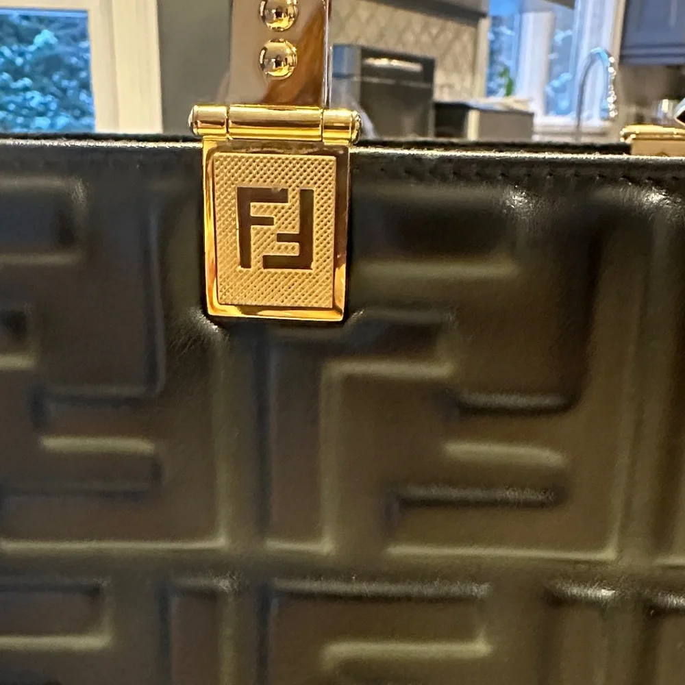 Fendi Black Embossed Bag with Gold Hardware - Picture 3 of 11